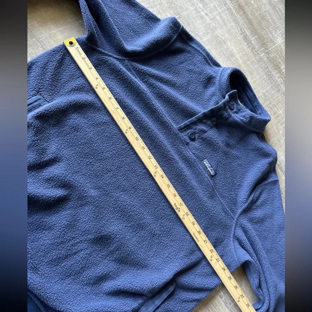 Patagonia Shearling button Fleece Pullover Mens XL Navy Blue Gorpcore Classic